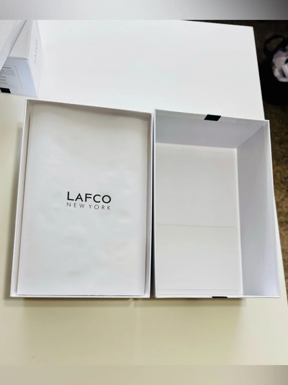 LAFCO 12” Thick Heavy Glossy White Gift Box w Black Ribbon